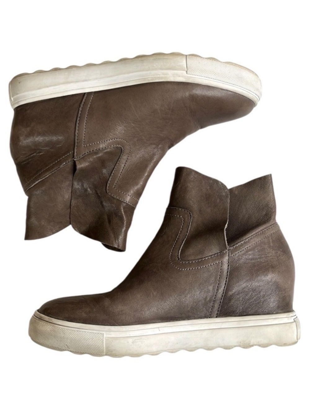 J / SLIDES leather Ankle Booties Taupe Size 10